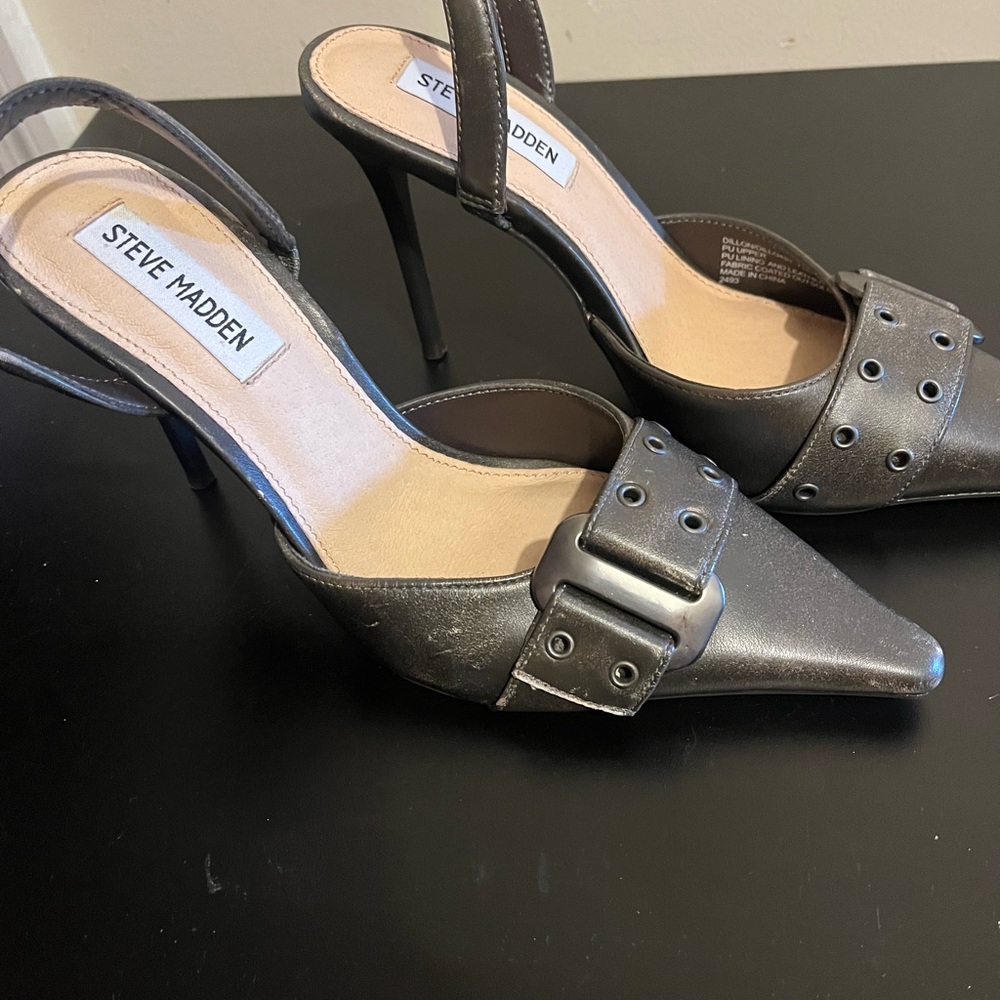 Steve Madden Black Heels with Buckle Detail